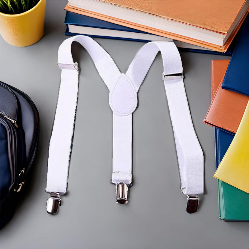 Galyacht White Child Kids Girls Boys Suspenders Braces,Adjustable Clip on Y-Back Elastic Suspenders with Metal Clips for Boys Girls, for Kids Adjustable - Elastic Y Shape Suspender - Image 4